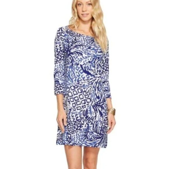Lilly Pulitzer Sophie Dress in Indigo Home Slice Blue Pineapple Print sz S - Picture 1 of 4
